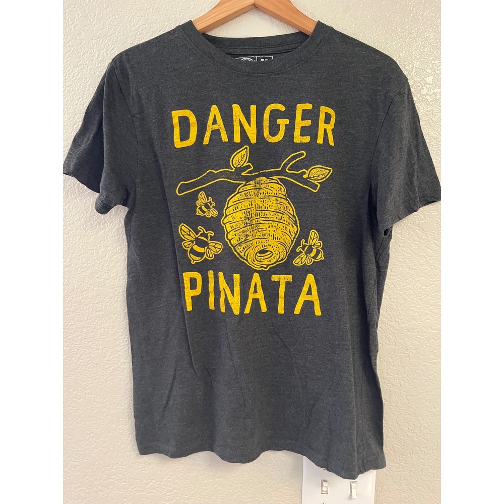 Crazy Dog Mens Danger Pinata Bee Hive Graphic T-Shirt Gray Medium